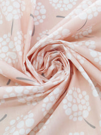 Muted Peach/White/Muted Lead Gray Polyester/Cotton Abstract Floral Print Broadcloth 58W