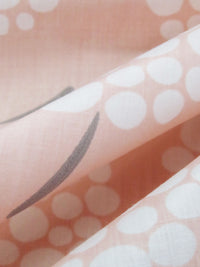 Muted Peach/White/Muted Lead Gray Polyester/Cotton Abstract Floral Print Broadcloth 58W