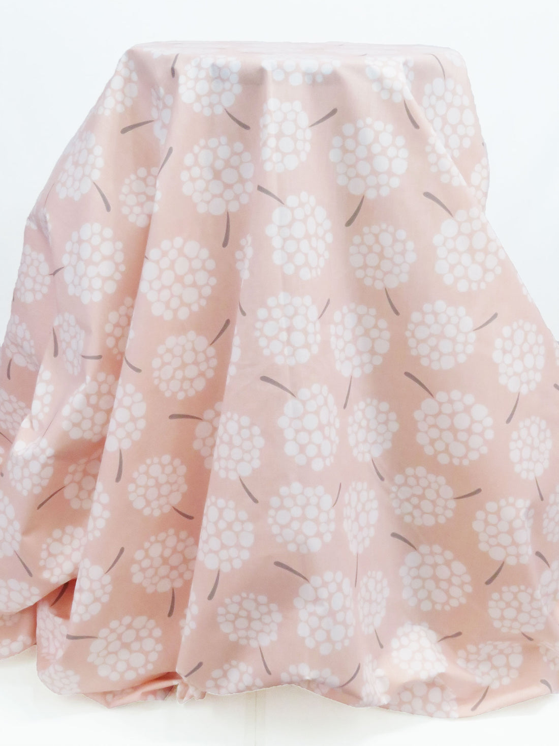 Muted Peach/White/Muted Lead Gray Polyester/Cotton Abstract Floral Print Broadcloth 58W