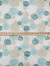 Wet Cement/Dark Teal/Sky Blue/Multi Polyester/Cotton Rose Print Broadcloth 58W