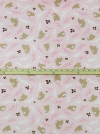 Ballet Pink/Taupe Brown/Dark Chocolate/Multi Polyester/Cotton Bear Print Broadcloth 58W