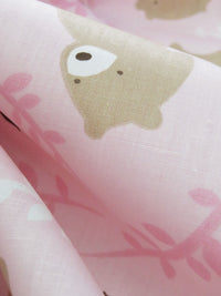 Ballet Pink/Taupe Brown/Dark Chocolate/Multi Polyester/Cotton Bear Print Broadcloth 58W
