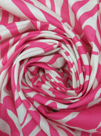 Ruber Pink/Dirty White 100% Cotton Animal Tile Print Voile - Imported From Italy - 56W