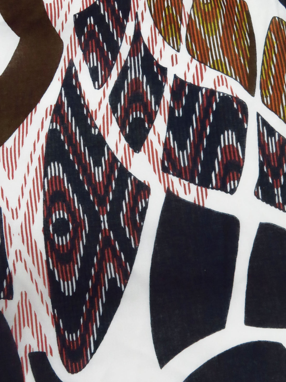 White/Chocolate/Midnight Navy/Multi 100% Cotton Abstract Print Voile 56W