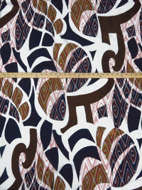 White/Chocolate/Midnight Navy/Multi 100% Cotton Abstract Print Voile 56W