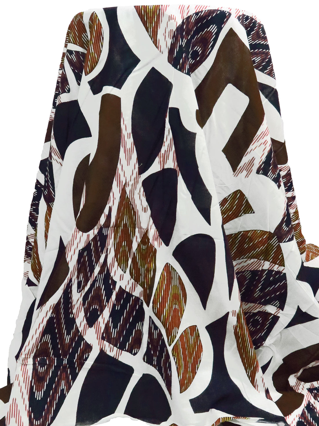 White/Chocolate/Midnight Navy/Multi 100% Cotton Abstract Print Voile 56W