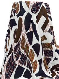 White/Chocolate/Midnight Navy/Multi 100% Cotton Abstract Print Voile 56W