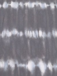 Dim Gray/White/Light Steel Blue 100% Rayon Tie-Dye Look Stripe Print Crinkle Challis 50W