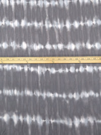 Dim Gray/White/Light Steel Blue 100% Rayon Tie-Dye Look Stripe Print Crinkle Challis 50W