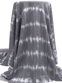 Dim Gray/White/Light Steel Blue 100% Rayon Tie-Dye Look Stripe Print Crinkle Challis 50W