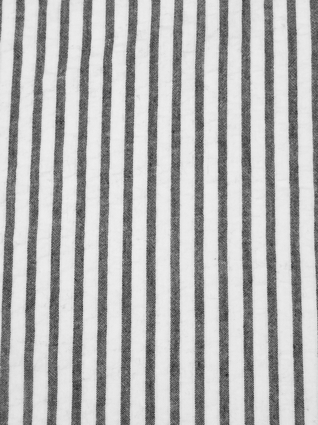Warm White/Black 100% Cotton Vertical Stripe Weave Seersucker 54W