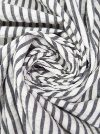 Warm White/Black 100% Cotton Vertical Stripe Weave Seersucker 54W