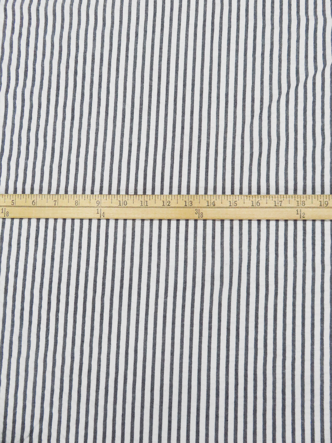 Warm White/Black 100% Cotton Vertical Stripe Weave Seersucker 54W