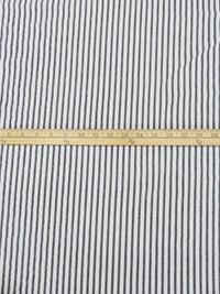 Warm White/Black 100% Cotton Vertical Stripe Weave Seersucker 54W