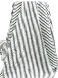 Warm White/Black 100% Cotton Vertical Stripe Weave Seersucker 54W
