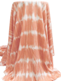 Dark Salmon/White 100% Rayon Tie-Dye Look Stripe Print Crinkle Challis 52W