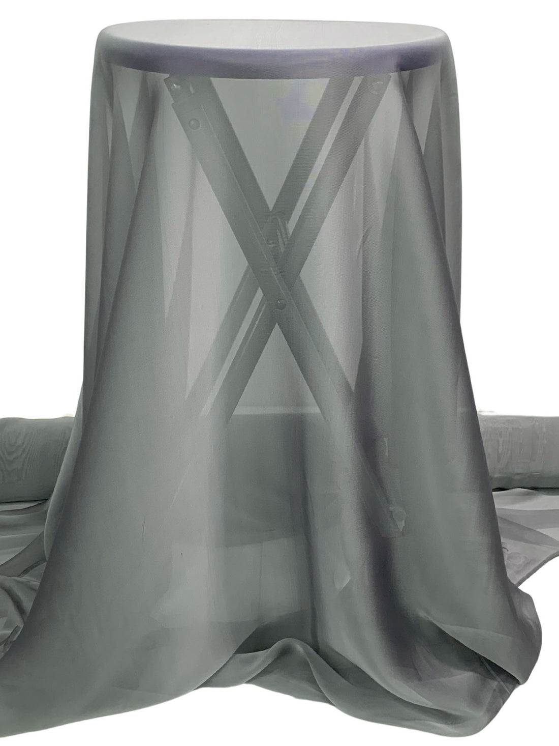 Dark Silver Silk/Rayon Two-Tone Chiffon 44W