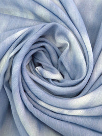 Cornflower/White 100% Rayon Tie-Dye Look Stripe Print Crinkle Challis 52W