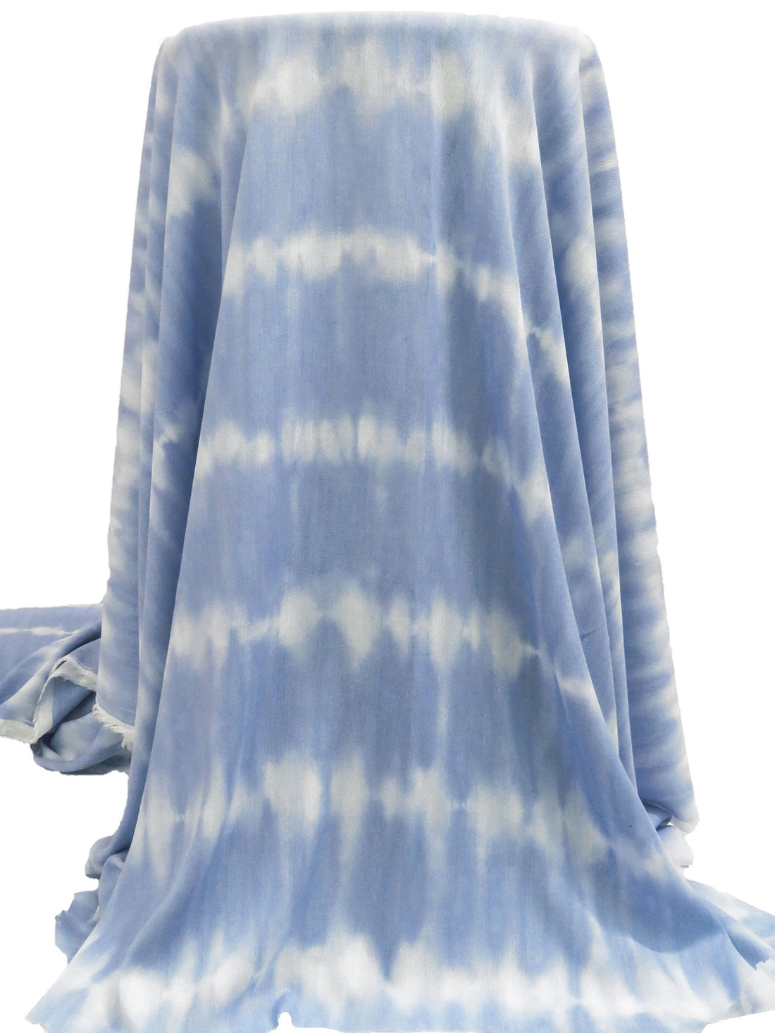Cornflower/White 100% Rayon Tie-Dye Look Stripe Print Crinkle Challis 52W
