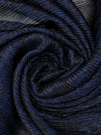 Midnight Navy/Black Polyester/Metallic/Lycra Pleated Sheer Knit - NY Designer - 54W