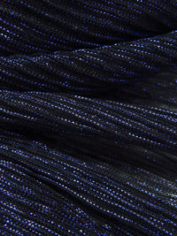 Midnight Navy/Black Polyester/Metallic/Lycra Pleated Sheer Knit - NY Designer - 54W