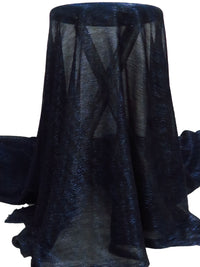 Midnight Navy/Black Polyester/Metallic/Lycra Pleated Sheer Knit - NY Designer - 54W