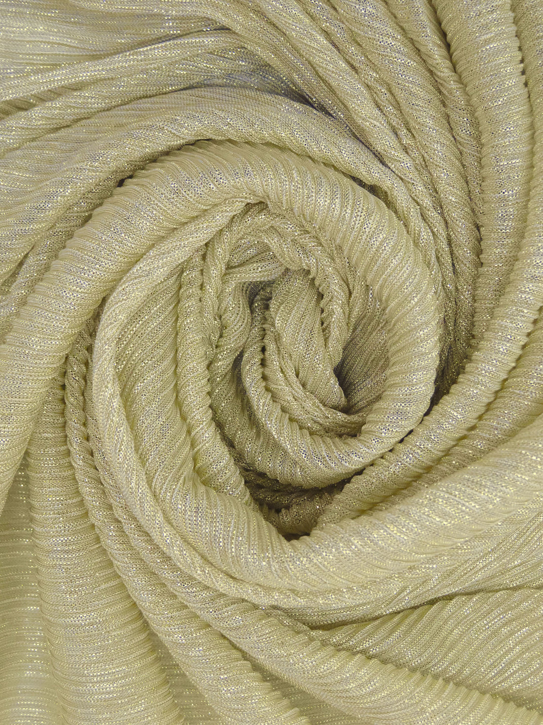 Gold/White Polyester/Metallic/Lycra Pleated Sheer Knit - NY Designer - 54W