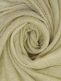 Gold/White Polyester/Metallic/Lycra Pleated Sheer Knit - NY Designer - 54W