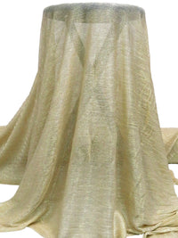 Gold/White Polyester/Metallic/Lycra Pleated Sheer Knit - NY Designer - 54W