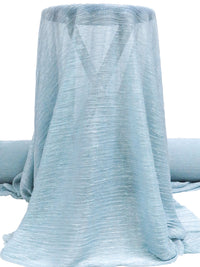 Light Sky Blue/White Polyester/Metallic/Lycra Pleated Sheer Knit - NY Designer - 54W