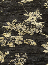 Black/Gold Polyester/Metallic/Lycra Floral Foil Print Pleated Sheer Knit - NY Designer - 54W