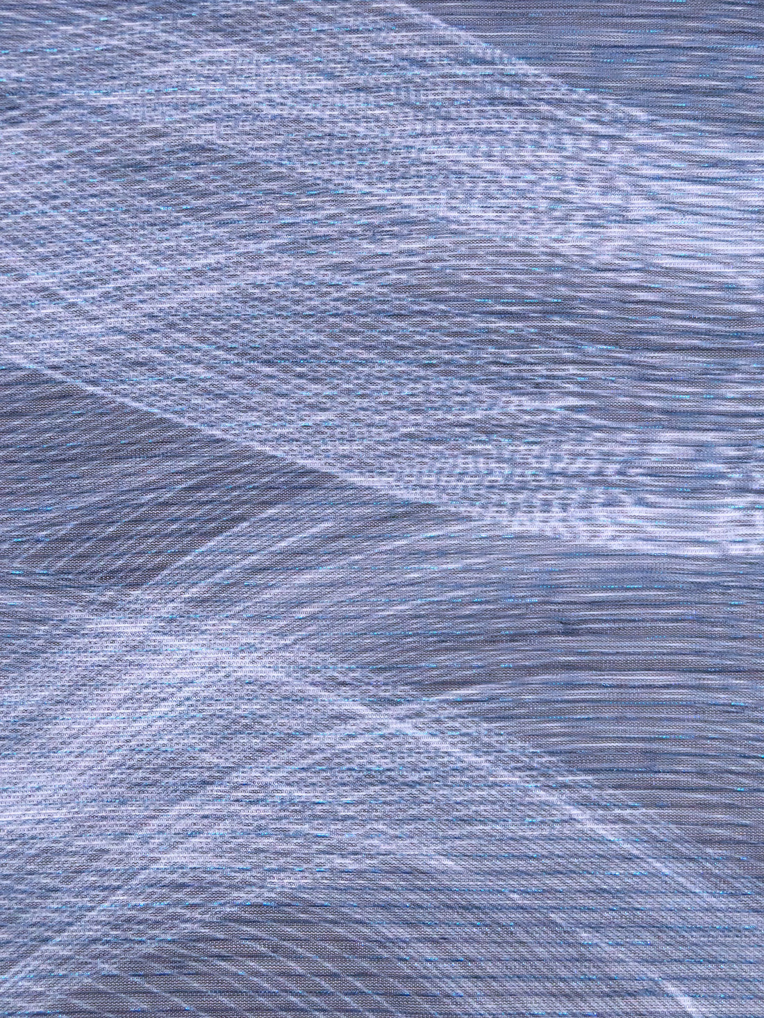 Midnight Blue/Black/Tropical Blue/White Polyester/Metallic/Lycra Abstract Wave Print Pleated Sheer Knit - NY Designer - 54W
