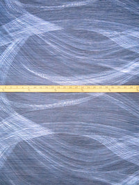 Midnight Blue/Black/Tropical Blue/White Polyester/Metallic/Lycra Abstract Wave Print Pleated Sheer Knit - NY Designer - 54W