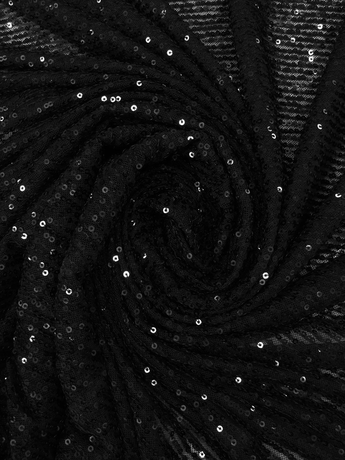Black Nylon/Lycra Sequins On Mesh Knit - NY Designer - 50W