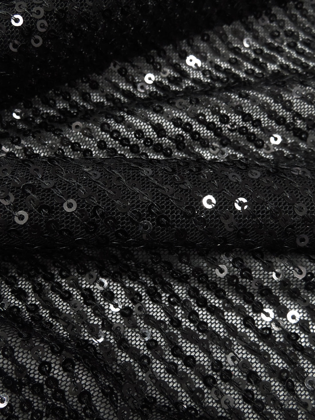 Black Nylon/Lycra Sequins On Mesh Knit - NY Designer - 50W