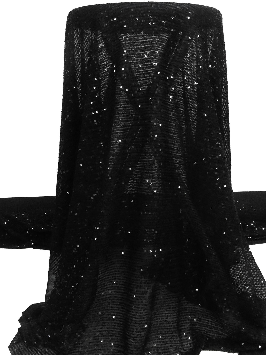 Black Nylon/Lycra Sequins On Mesh Knit - NY Designer - 50W