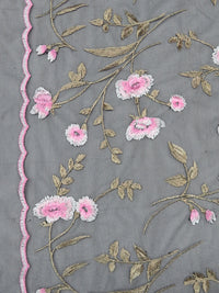 Bubblegum Pink/Black/Baby Bok Choy/Multi 100% Nylon Double Border Scalloped Embroidered Floral Netting - NY Designer - 56W