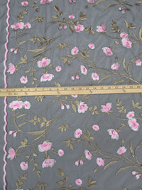 Bubblegum Pink/Black/Baby Bok Choy/Multi 100% Nylon Double Border Scalloped Embroidered Floral Netting - NY Designer - 56W