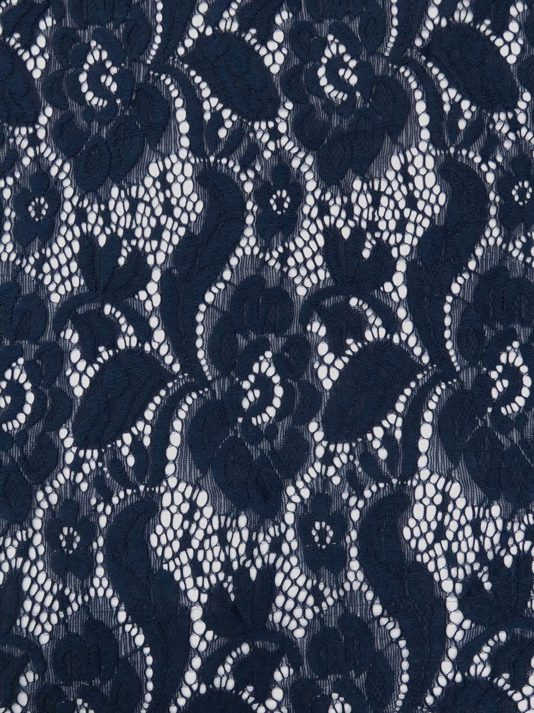 Dark Navy Polyester/Lycra Floral Stretch Lace - NY Designer - 54W
