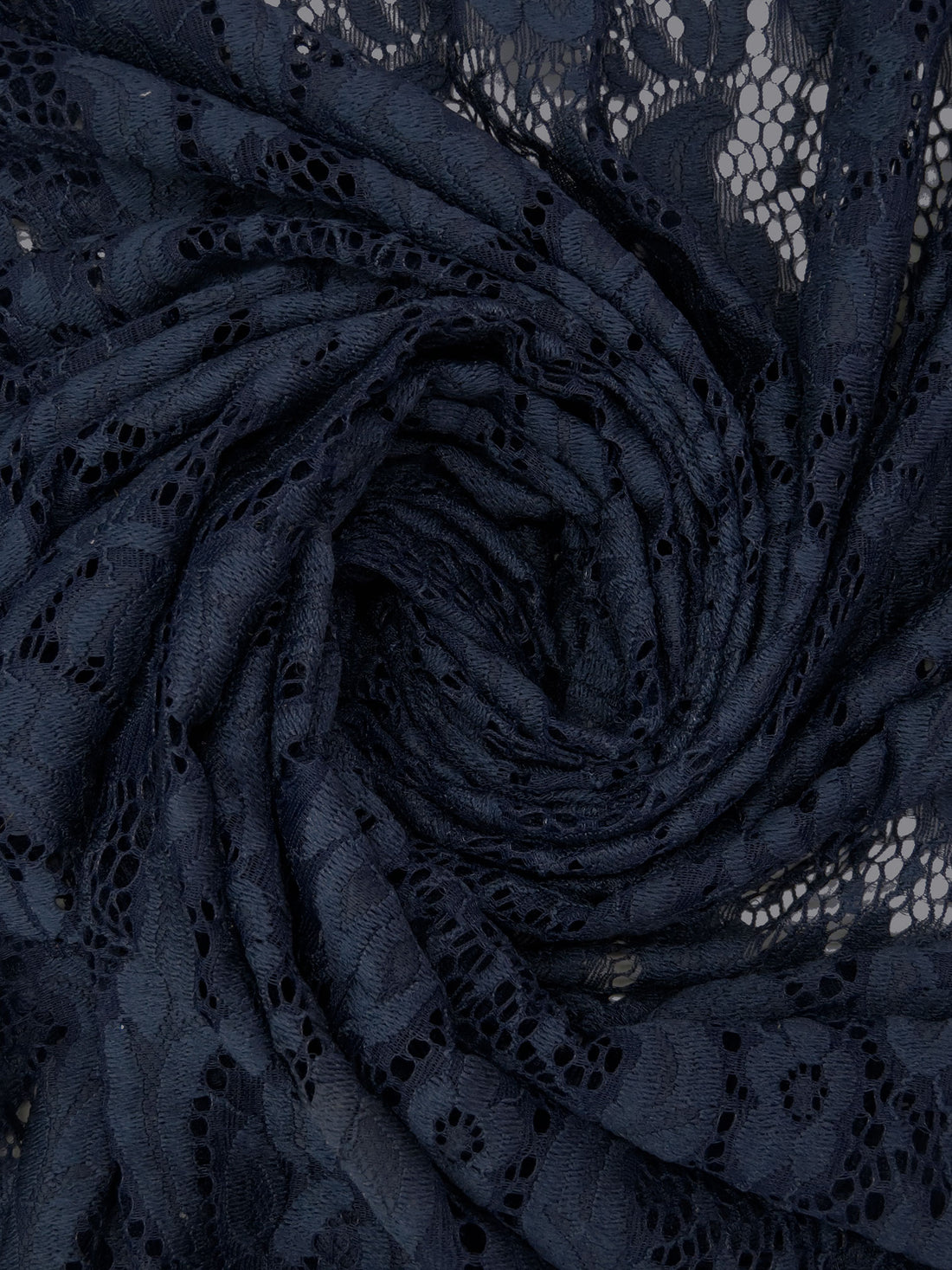 Dark Navy Polyester/Lycra Floral Stretch Lace - NY Designer - 54W