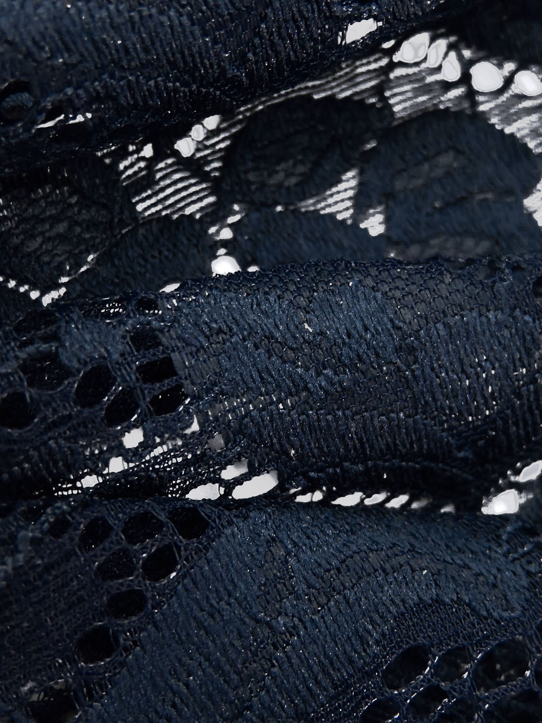 Dark Navy Polyester/Lycra Floral Stretch Lace - NY Designer - 54W