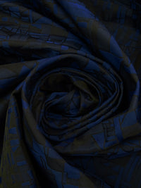 Dark Blue/Midnight Navy/Black 100% Polyester Geometric Mosaic Weave Jacquard - NY Designer - 54W
