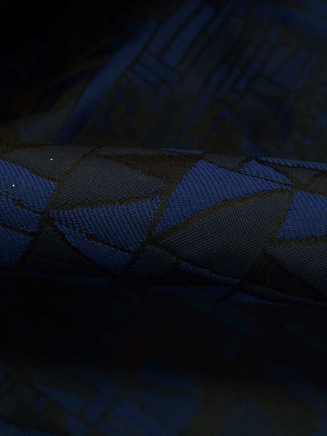 Dark Blue/Midnight Navy/Black 100% Polyester Geometric Mosaic Weave Jacquard - NY Designer - 54W