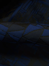 Dark Blue/Midnight Navy/Black 100% Polyester Geometric Mosaic Weave Jacquard - NY Designer - 54W
