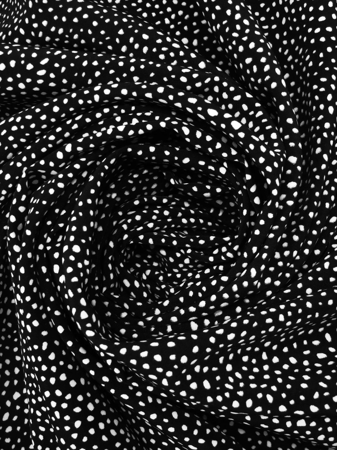 Black/White 100% Polyester Scattered Abstract Dot Print Peachskin Blouse Weight Woven - Imported From Italy - 58W