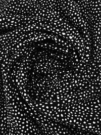 Black/White 100% Polyester Scattered Abstract Dot Print Peachskin Blouse Weight Woven - Imported From Italy - 58W
