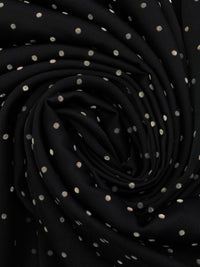 Black/Dusty Beige 100% Polyester Flocked Polka Dot Print Habotai - Imported From Italy - 58W