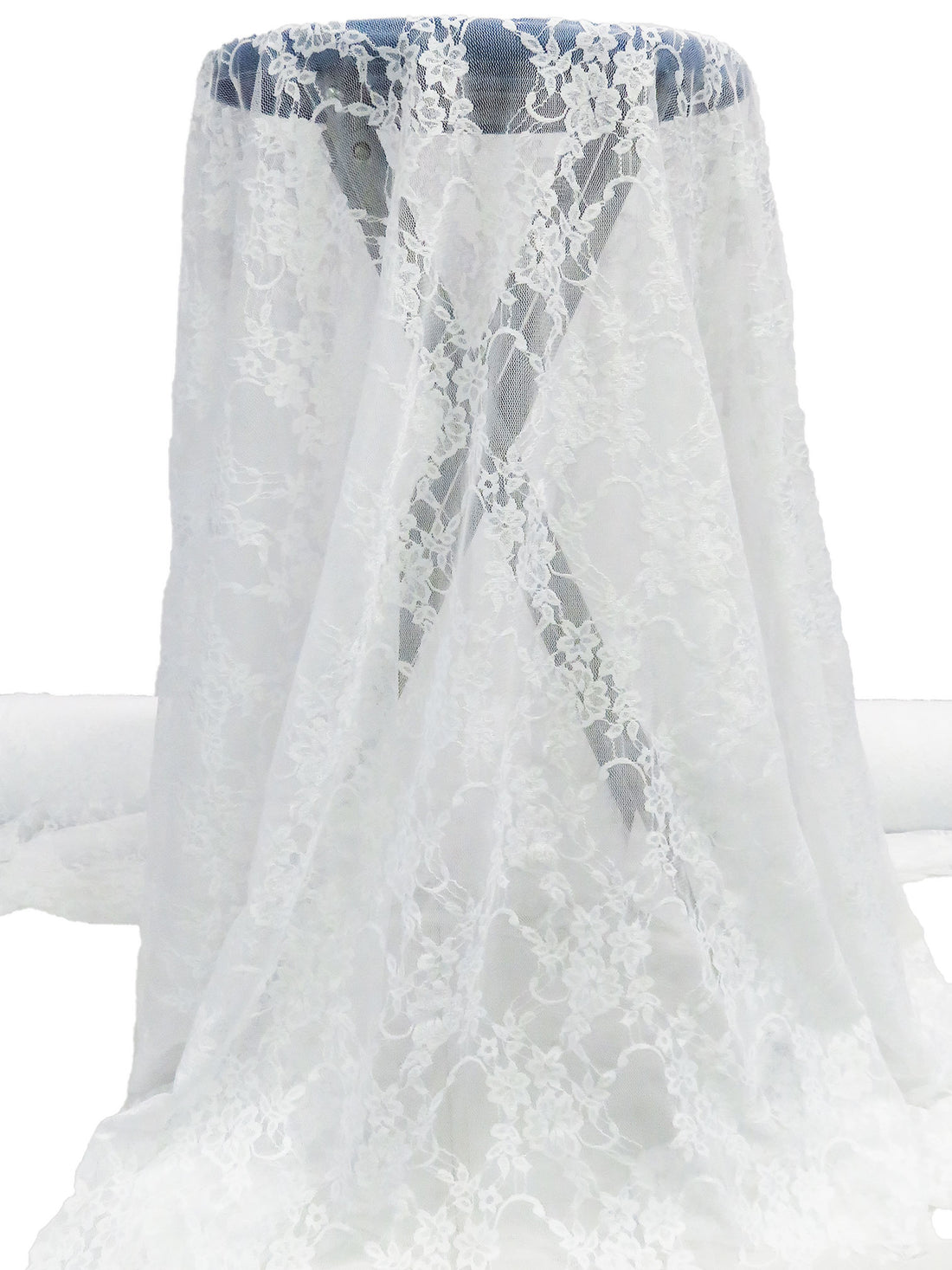 Snow White Polyester/Lycra Floral Weave Stretch Lace - NY Designer - 54W