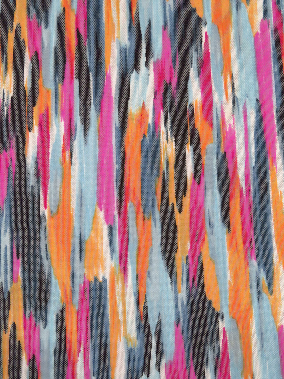 French Rose/Pumpkin/White/Multi Nylon/Lycra Abstract Brushstroke Print Mesh Knit - NY Designer - 54W