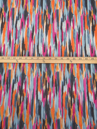 French Rose/Pumpkin/White/Multi Nylon/Lycra Abstract Brushstroke Print Mesh Knit - NY Designer - 54W